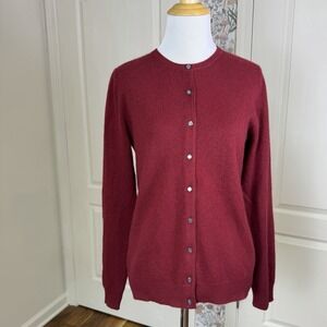 ISAAC MIZRAHI for target 100% Cashmere Sweater Cardigan Button Small Burgundy